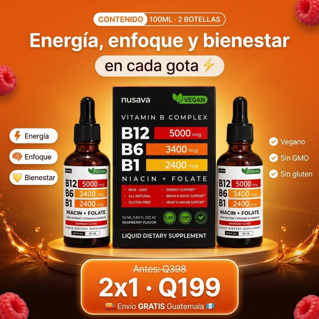 VitalGotas B™ 2x1 | Complejo B Líquido con B12, B6 y B1 | Energía, Enfoque y Bienestar Diario