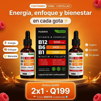 VitalGotas B™ 2x1 | Complejo B Líquido con B12, B6 y B1 | Energía, Enfoque y Bienestar Diario