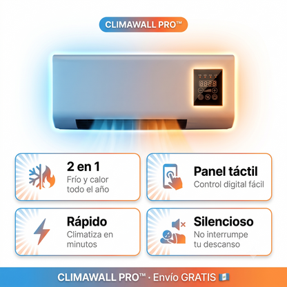 ClimaWall Pro™ | Aire Frío y Calor 2 en 1 Montado en Pared | Panel Táctil Digital